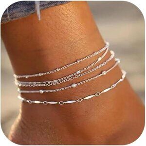 Anklets for Women 14K Real Gold Silver Plated Ankle Bracelets Trendy